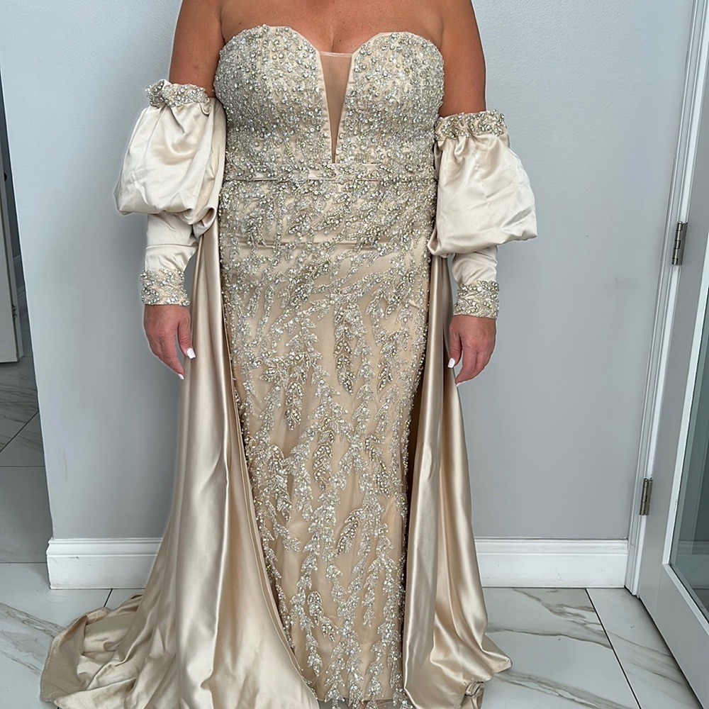 Custom Made Hand Sewn Bedazzled Layered Gown